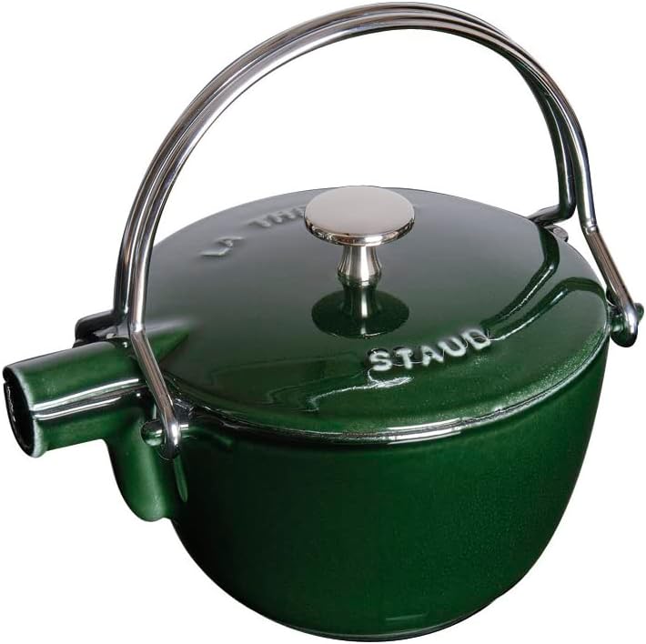 Staub Cast Iron 1-qt Round Tea Kettle – Basil, Made in France