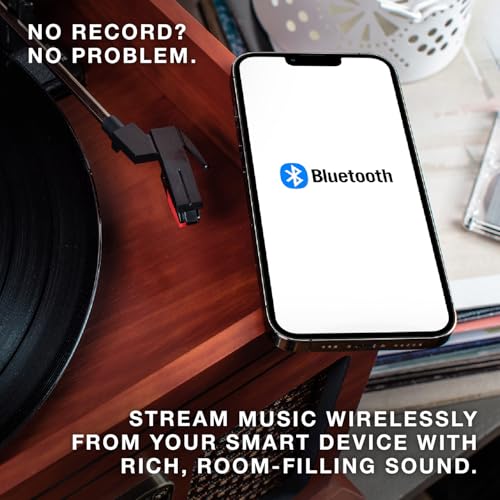 Victrola The Quincy 6-in-1 Bluetooth Record Player & Multimedia Center with Built-in Speakers ?C 3-Speed Turntable, CD & Cassette Player, AM/FM Radio, Wireless Music Streaming (Natural) - Image 4